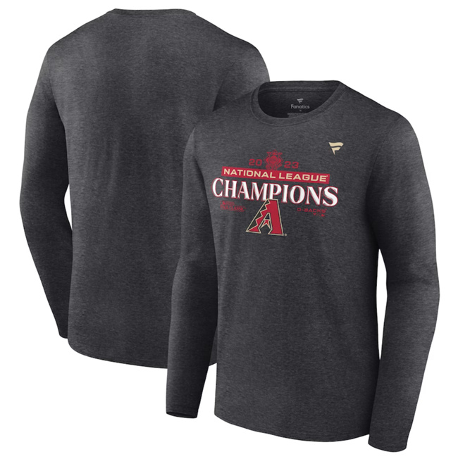 Men's Arizona Diamondbacks Heather Charcoal 2023 National League Champions Locker Room Long Sleeve T-Shirt